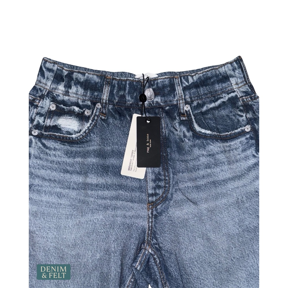 NEW Rag & Bone Miramar Lynn Printed Denim Jogger Pant Cotton Terry Pull-On SMALL - Picture 12 of 16